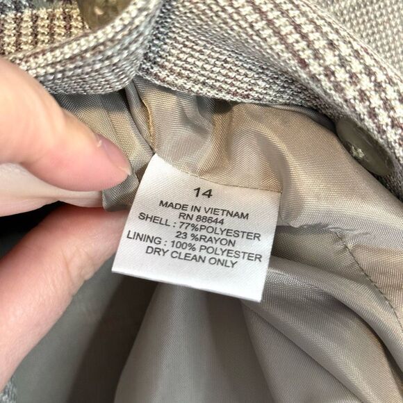 Vintage Emily Plaid Button Down Blazer Jacket Size 14 - Picture 7 of 9